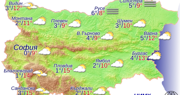 През нощта в западната половина от страната ще преобладава ясно